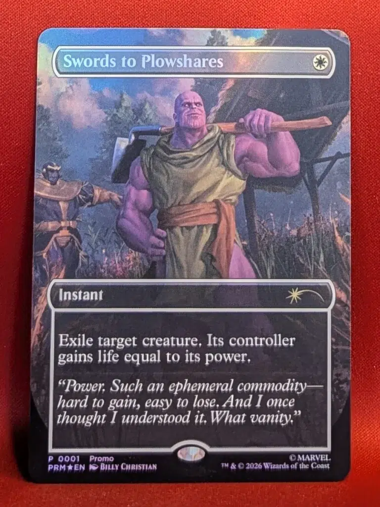 FOIL Swords to Plowshares (Borderless) from Media and Collaboration Promos Magic the Gathering Proxy