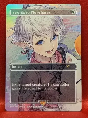 FOIL Swords to Plowshares (Borderless) from MagicFest Cards  Magic the Gathering Proxy