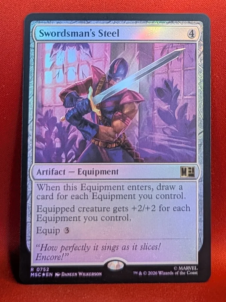 FOIL Swordsman’s Steel from Marvel Super Heroes Commander Magic the Gathering Proxy