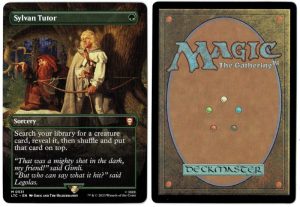 Sylvan Tutor (Borderless) from Commander: The Lord of the Rings: Tales of Middle-earth Magic the Gathering Proxy