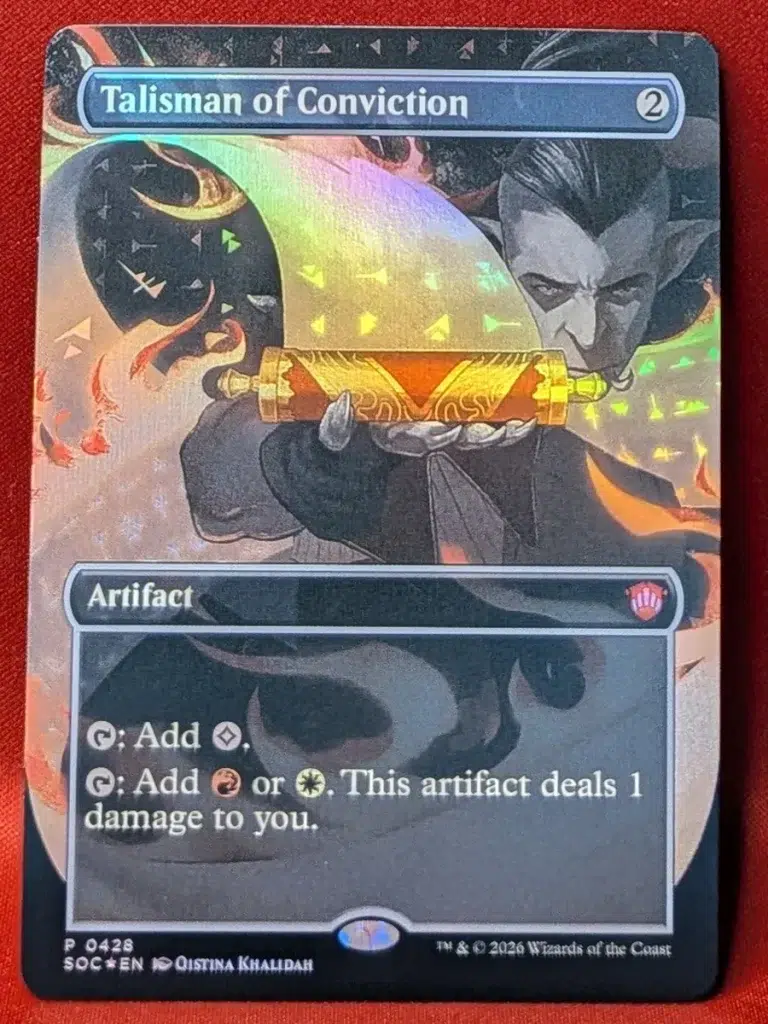 FOIL Talisman of Conviction (Borderless) from Secrets of Strixhaven Commander Magic the Gathering Proxy