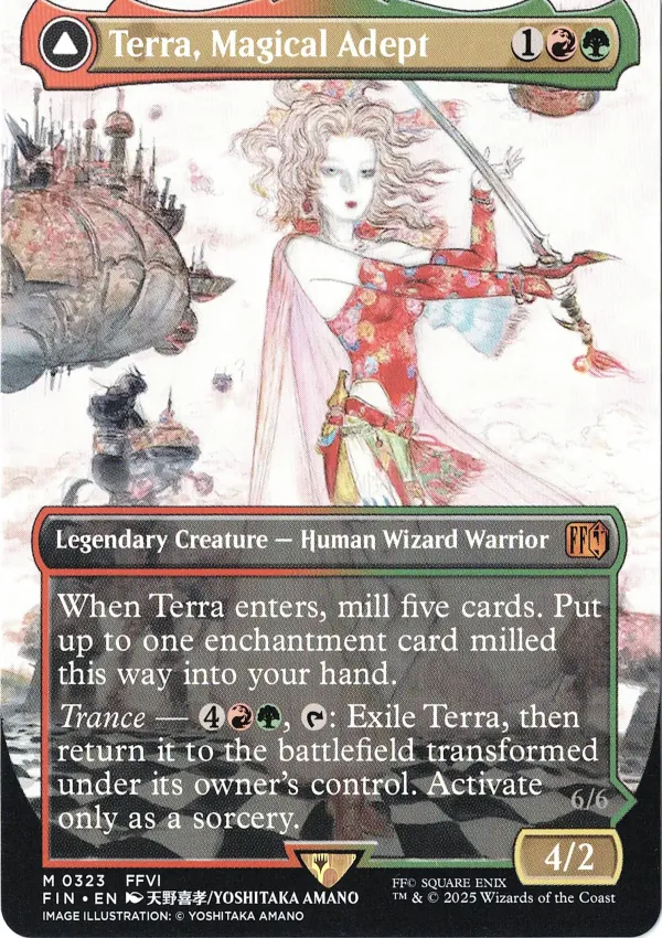 Terra, Magical Adept // Esper Terra (Borderless) from Final Fantasy Magic the Gathering Proxy