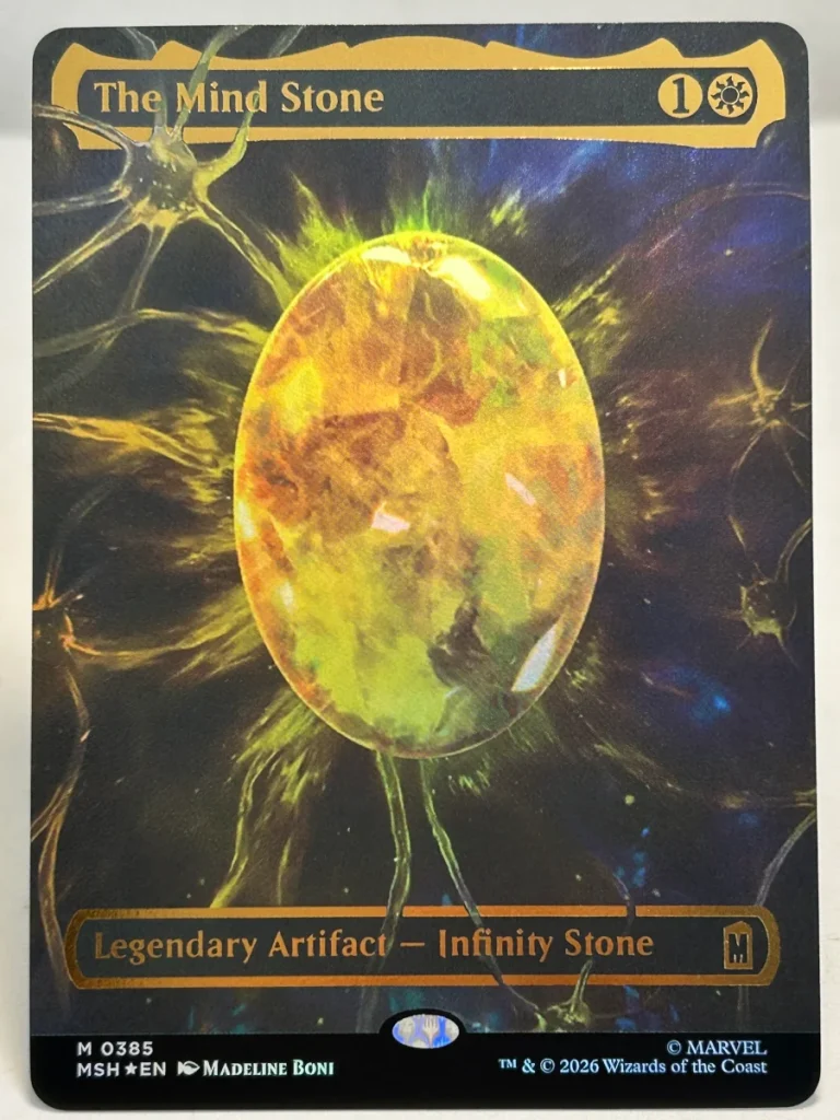 FOIL The Mind Stone (Borderless) from Marvel Super Heroes Magic the Gathering Proxy