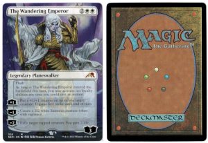 The Wandering Emperor (Borderless) from Kamigawa: Neon Dynasty Magic the Gathering Proxy