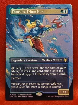 FOIL Thrasios, Triton Hero (Borderless) from Special Guests Magic the Gathering Proxy