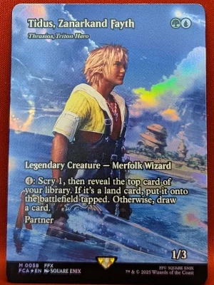 FOIL Tidus, Zanarkand Fayth (Thrasios, Triton Hero) (Showcase) from FINAL FANTASY: Through the Ages Magic the Gathering Proxy