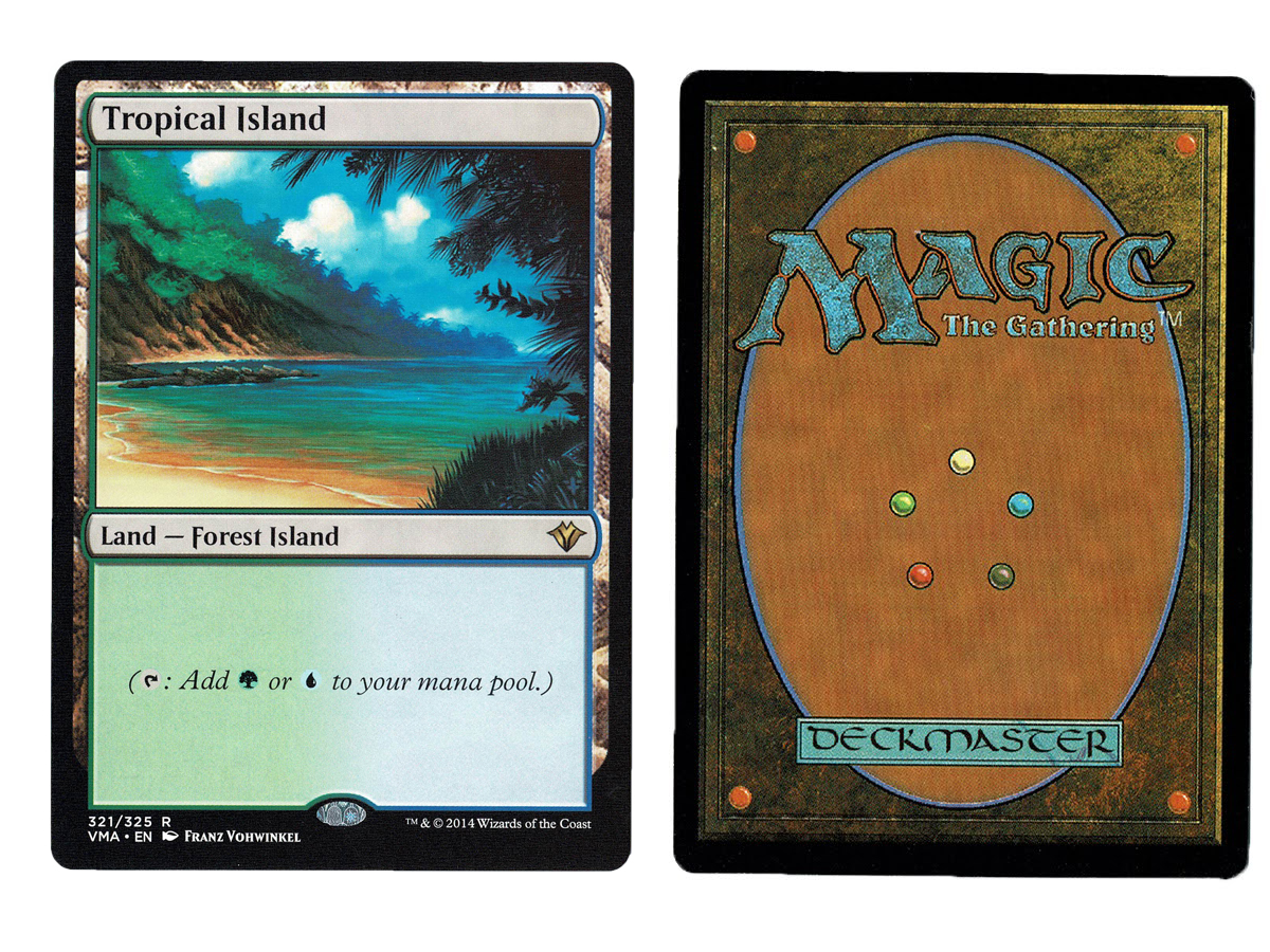 Tropical Island from Vintage Masters Magic the Gathering MTG Proxy Card  with Recessed Hologram