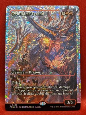 FRACTURE FOIL Twinflame Tyrant (Showcase) from Foundations Magic the Gathering Proxy
