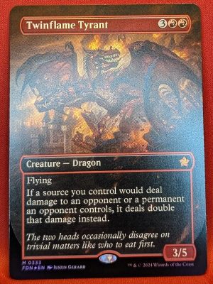 FOIL Twinflame Tyrant (Borderless) from Foundations Magic the Gathering Proxy