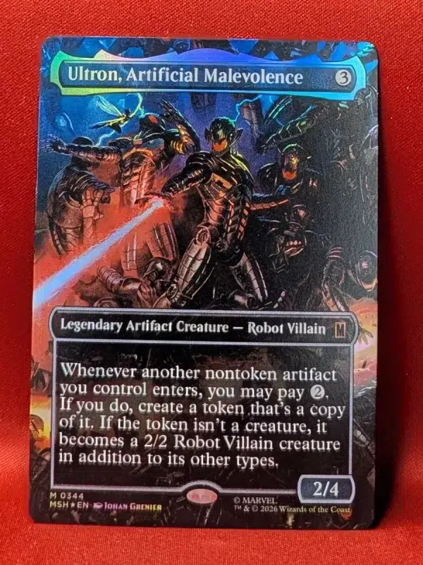 FOIL Ultron, Artificial Malevolence (Borderless) from Marvel Super Heroes Magic the Gathering Proxy