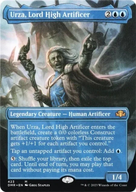 Urza, Lord High Artificer (Borderless) from Dominaria Remastered Magic the Gathering Proxy