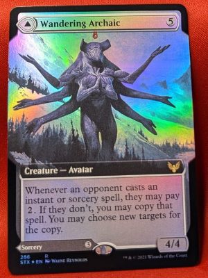 FOIL Wandering Archaic (Extended Art) from Strixhaven: School of Mages Magic the Gathering Proxy