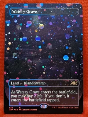 GALAXY FOIL Watery Grave (Borderless) from Unfinity Magic the Gathering Proxy