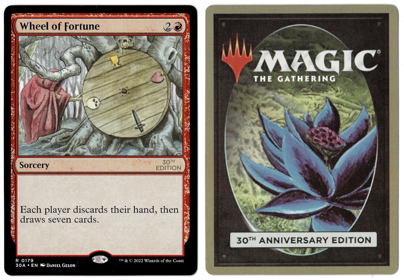 Wheel of Fortune from 30th Anniversary Edition Magic the Gathering MTG  Proxy Card with Recessed Hologram