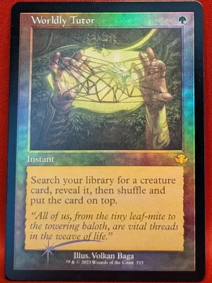 FOIL Worldly Tutor (Retro Frame) from Dominaria Remastered Magic the Gathering Proxy