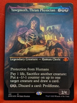 FOIL Yawgmoth, Thran Physician (Borderless) from Dominaria Remastered Magic the Gathering Proxy