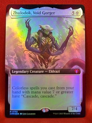 FOIL Zhulodok, Void Gorger (Extended Art) from Commander Masters Magic the Gathering Proxy